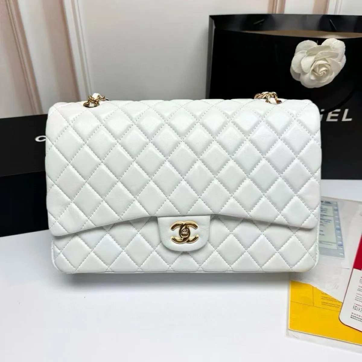 Chanel White Quilted Bag