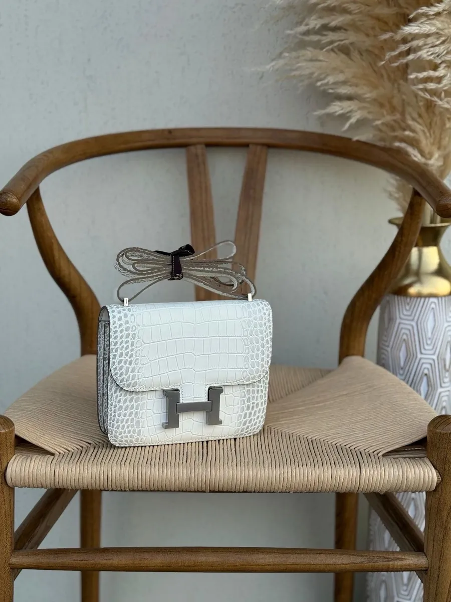 White Crocodile-Effect Bag