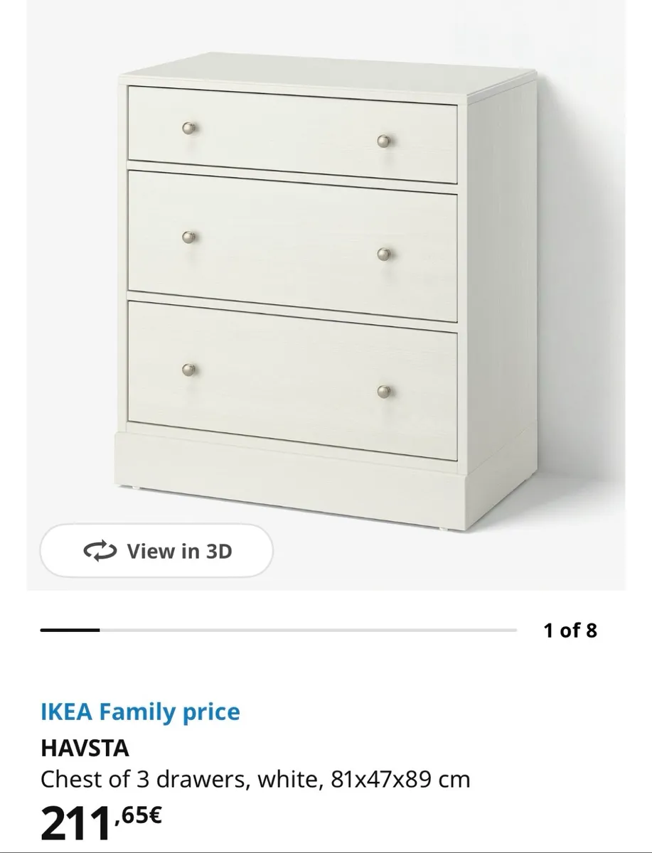 Chest of 3 drawers, white ("Havsta") 3