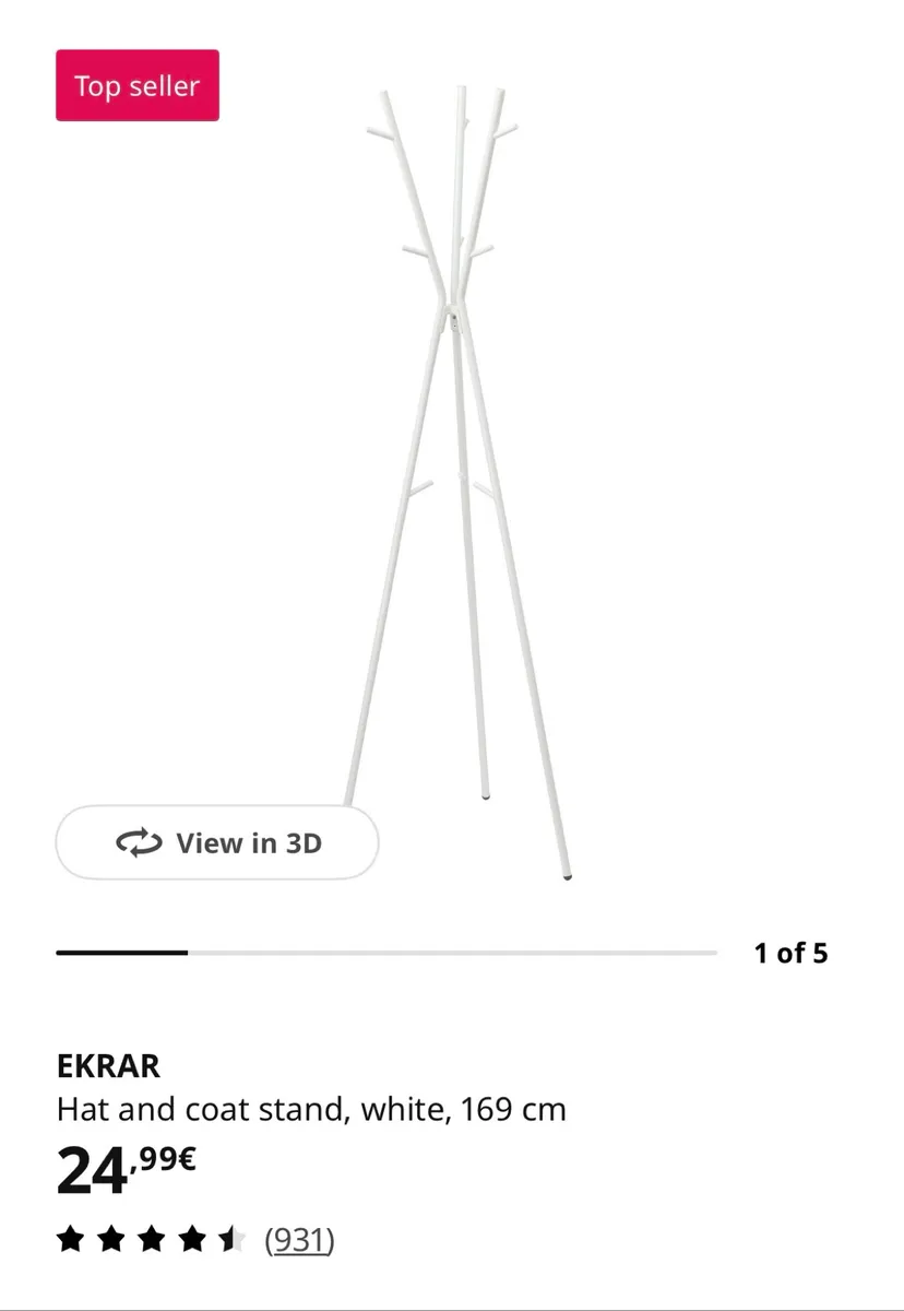 Modern White Coat Rack ("EKRAR") 3