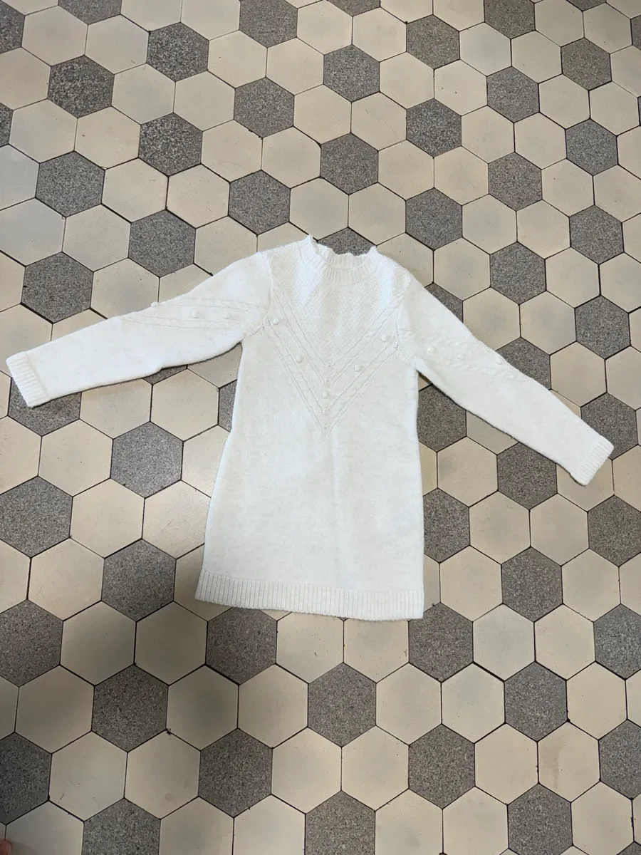 Cozy White Knit Dress 2