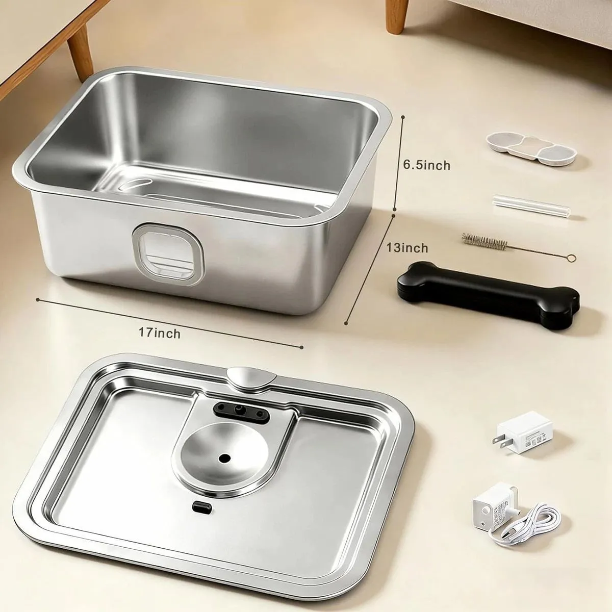 15L Water Fountain for Large Dogs, Stainless Steel 2